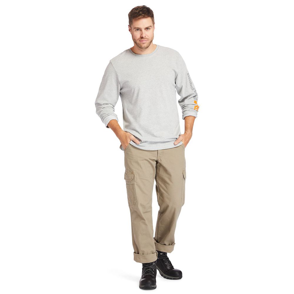 Tricouri Timberland Barbati Gri - Pro® Big & Tall Base Plate Long-Sleeve Wicking - Romania - HBYRPA1